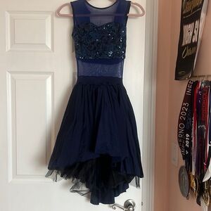 adorable high-low blue dress. very comfortable. multi wear.